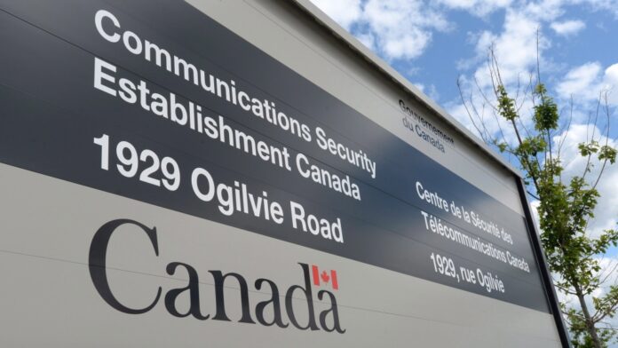 A sign for the Government of Canada's Communications Security Establishment (CSE) is seen outside their headquarters in the east end of Ottawa on Thursday, July 23, 2015. (Sean Kilpatrick / The Canadian Press)